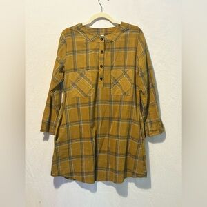 Mustard plaid tunic with pockets